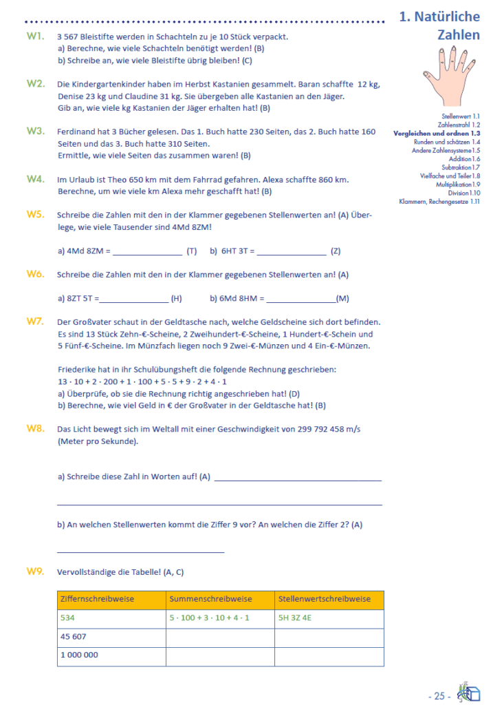 Wiederholungsaufgaben aus dem Schulbuch mathe4alle