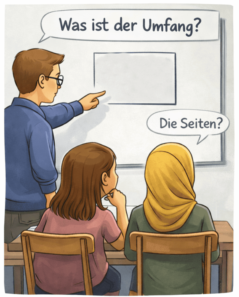 Mathe Fachbegriffe am Rechteck – Umfang und Umleimer im Alltag erklärt