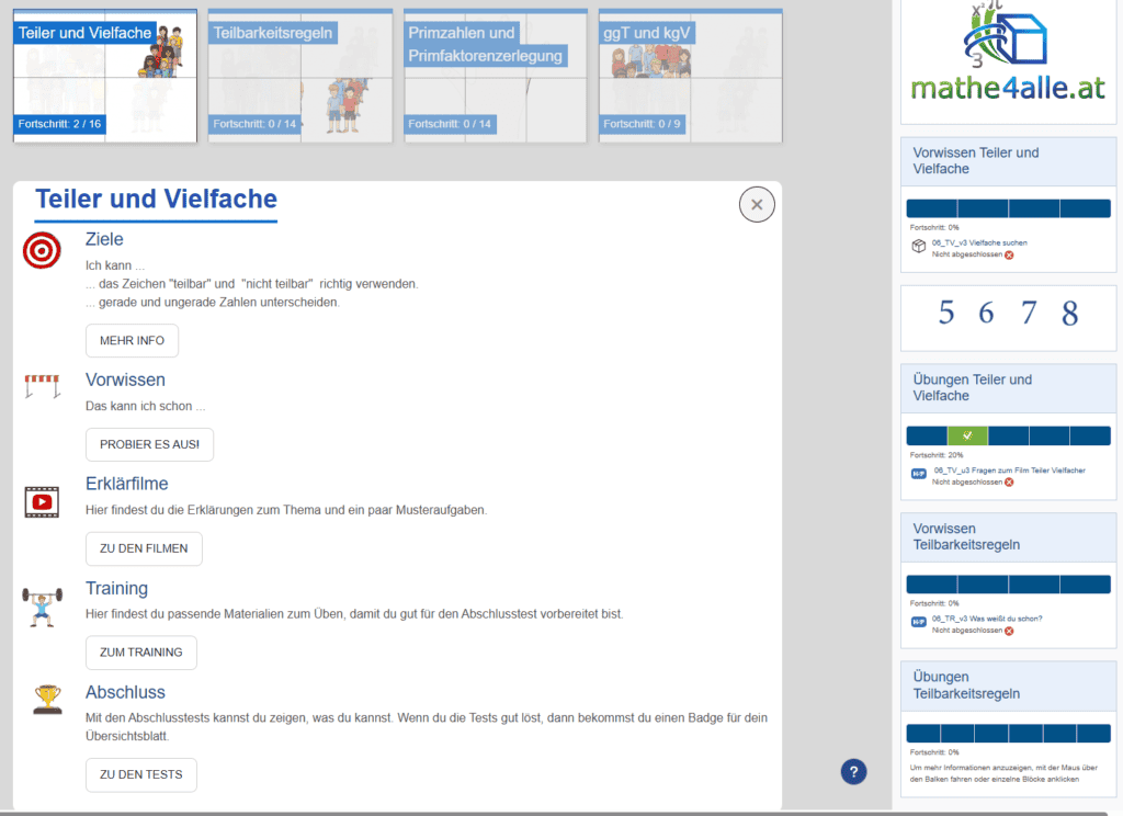 Struktur der Lernplattform